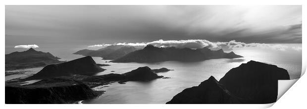 Himmeltindan mountain view Black and white Lofoten Islands Print by Sonny Ryse
