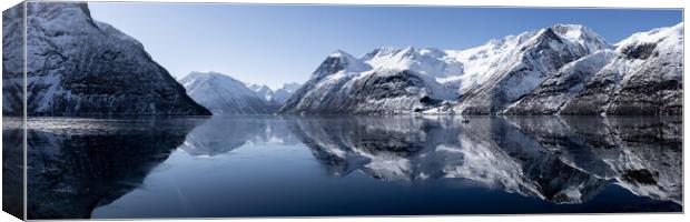 Hjørundfjord Fjord in Winter Norway Canvas Print by Sonny Ryse