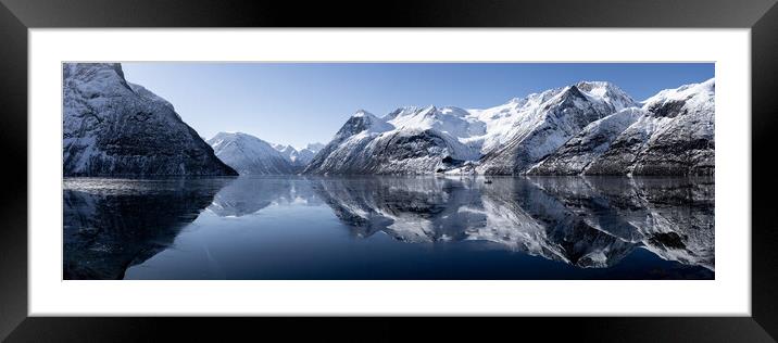 Hjørundfjord Fjord in Winter Norway Framed Mounted Print by Sonny Ryse