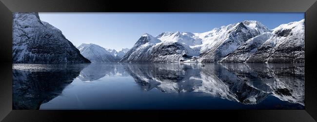 Hjørundfjord Fjord in Winter Norway Framed Print by Sonny Ryse