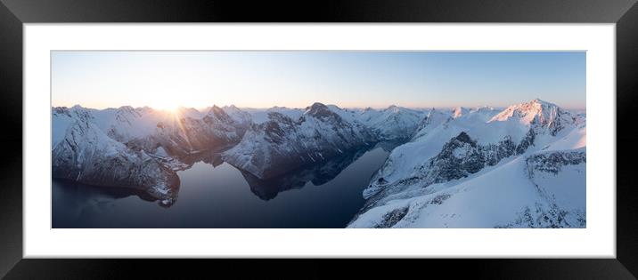 Hjørundfjord Norangsfjord fjord and mountains at sunrise in win Framed Mounted Print by Sonny Ryse
