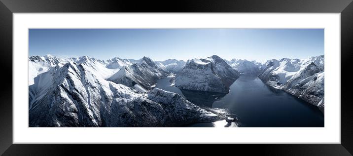 Hjørundfjord Norangsfjord fjord and mountains in winter Norway  Framed Mounted Print by Sonny Ryse