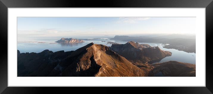 Hognakken mountain FugloyFjorden aerial Norway Framed Mounted Print by Sonny Ryse