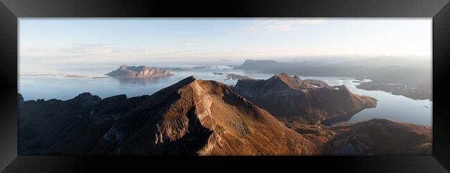 Hognakken mountain FugloyFjorden aerial Norway Framed Print by Sonny Ryse