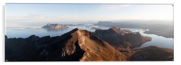Hognakken mountain FugloyFjorden aerial Norway Acrylic by Sonny Ryse