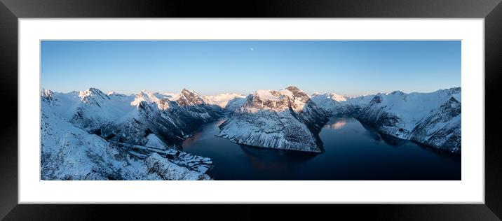 Hjørundfjord Norangsfjord fjord and mountains in winter Norway  Framed Mounted Print by Sonny Ryse