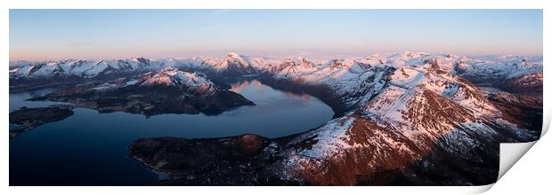 Holandsfjorden aerial drone nordland norway Print by Sonny Ryse