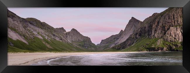 Horseid beach at dusk Moskenesoya Lofoten Islands Framed Print by Sonny Ryse