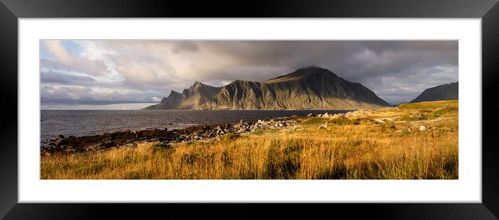 Hustinden mountain Flakstadoya Lofoten Islands Framed Mounted Print by Sonny Ryse