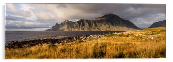 Hustinden mountain Flakstadoya Lofoten Islands Acrylic by Sonny Ryse