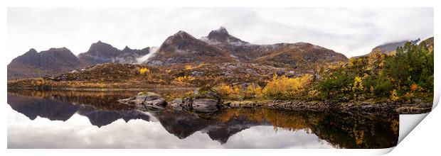 Husvagen Lake Austvagoya Autumn Lofoten Islands Print by Sonny Ryse