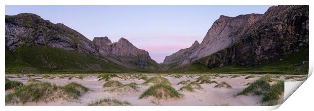 Horseid beach sand dunes Moskenesoya Lofoten Islands Print by Sonny Ryse