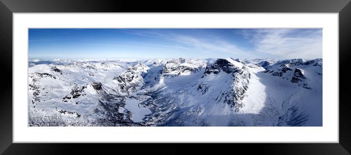 Innerdalen innerdalstarnet mountain and valley norway winter aer Framed Mounted Print by Sonny Ryse