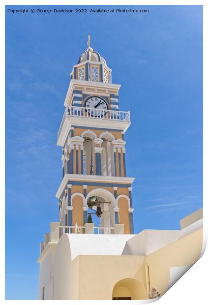 The Timeless Beauty of Santorinis Tower Print by George Davidson