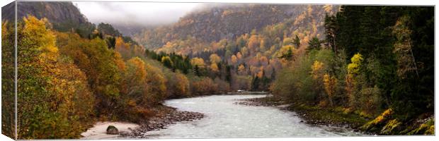 Jostedalsbreen Nasjonalpark Jostadola glacial river autumn Norwa Canvas Print by Sonny Ryse