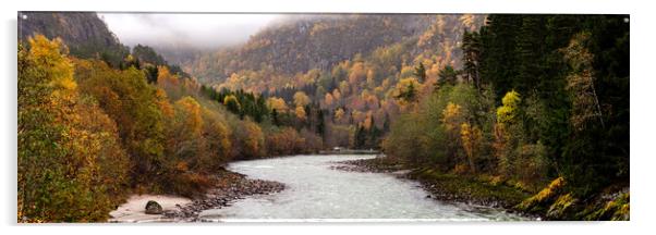 Jostedalsbreen Nasjonalpark Jostadola glacial river autumn Norwa Acrylic by Sonny Ryse