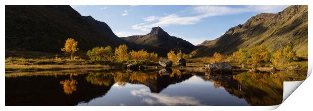 Kartstaven Kartfjorden in Autumn Vestvagoya Lofoten Islands Print by Sonny Ryse