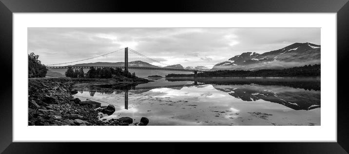 Kjerringstraumen Bru Bridge Efjord Nordland Norway black and whi Framed Mounted Print by Sonny Ryse