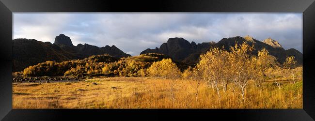 Langøya Island Reka Mountain Autumn Vesteralen Norway Framed Print by Sonny Ryse