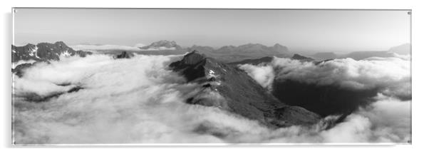 Lofoten Island mountain cloud inversion Norway black and white 2 Acrylic by Sonny Ryse
