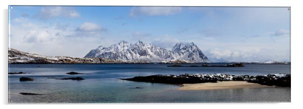 Litlmolla lille molla Island Lofoten Norway in winter Acrylic by Sonny Ryse