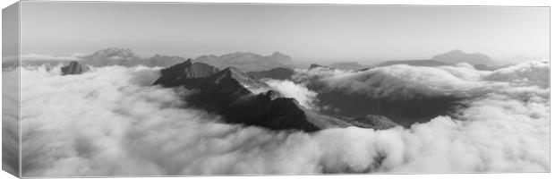 Lofoten Island mountain cloud inversion Norway black and white 3 Canvas Print by Sonny Ryse