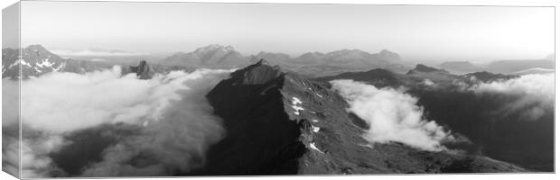 Lofoten Island mountain cloud inversion Norway black and white 4 Canvas Print by Sonny Ryse