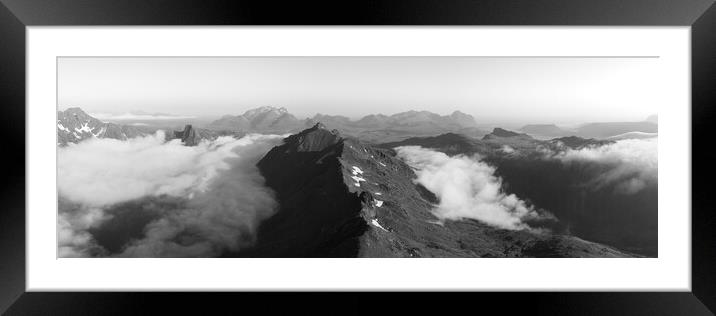 Lofoten Island mountain cloud inversion Norway black and white 4 Framed Mounted Print by Sonny Ryse