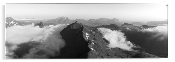 Lofoten Island mountain cloud inversion Norway black and white 4 Acrylic by Sonny Ryse