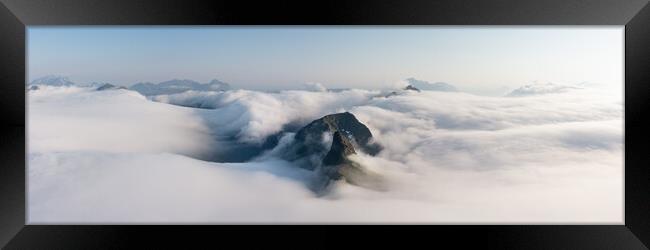 Lofoten Island mountain cloud inversion Norway Framed Print by Sonny Ryse