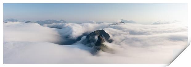 Lofoten Island mountain cloud inversion Norway Print by Sonny Ryse