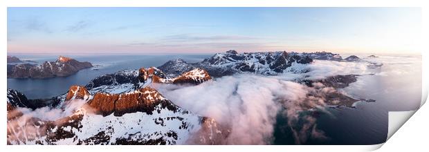 Lofoten Islands Cloud inversion at sunset arctic circle Norway Print by Sonny Ryse