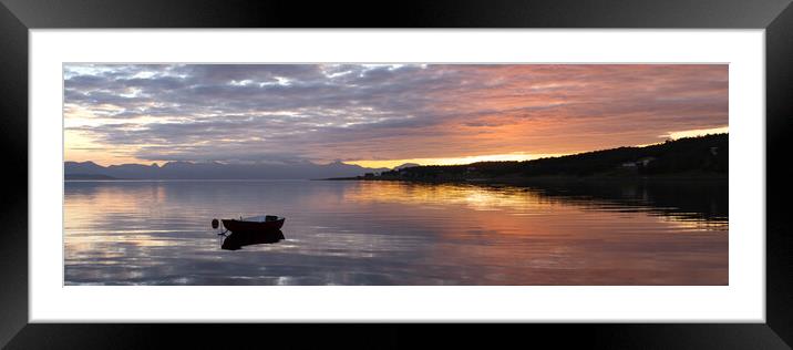 Lofoten islands midnight sun boat Framed Mounted Print by Sonny Ryse