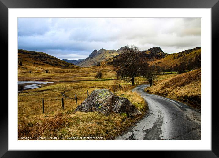langdale pikes, looking from blea tarn Framed Mounted Print by Denley Dezign