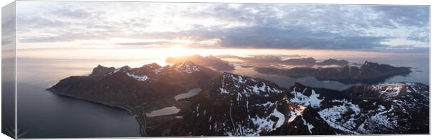 lofoten Islands sunrise aerial Norway Canvas Print by Sonny Ryse