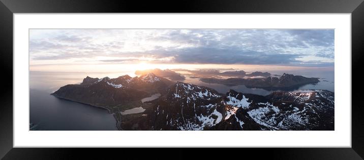 lofoten Islands sunrise aerial Norway Framed Mounted Print by Sonny Ryse