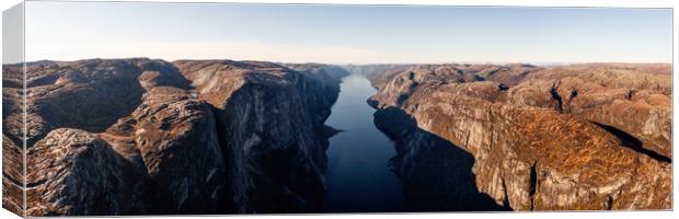 Lysefjorden aerial Rogaland Norway Canvas Print by Sonny Ryse