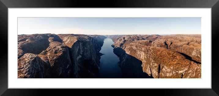 Lysefjorden aerial Rogaland Norway Framed Mounted Print by Sonny Ryse