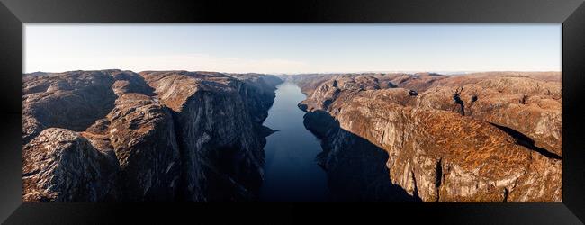 Lysefjorden aerial Rogaland Norway Framed Print by Sonny Ryse