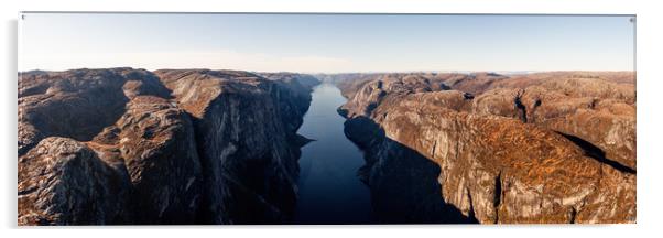 Lysefjorden aerial Rogaland Norway Acrylic by Sonny Ryse