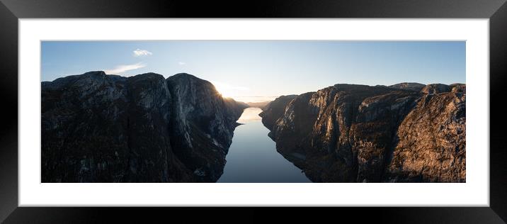 Lysefjorden aerial Rogaland Norway 2 Framed Mounted Print by Sonny Ryse