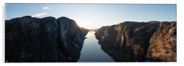 Lysefjorden aerial Rogaland Norway 2 Acrylic by Sonny Ryse