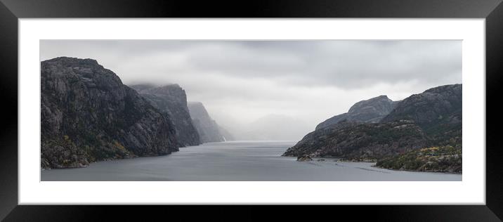 Lysefjorden Mist fog Rogaland Norway Framed Mounted Print by Sonny Ryse