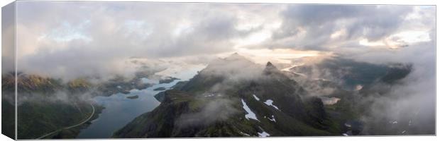 Moysalen National Park arctic circle cloud inversion nasjonalpark aerial Vesteralen islands Norway Canvas Print by Sonny Ryse