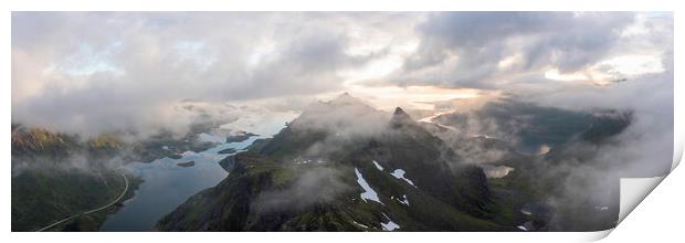 Moysalen National Park arctic circle cloud inversion nasjonalpark aerial Vesteralen islands Norway Print by Sonny Ryse