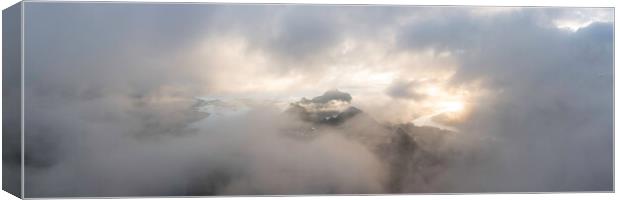 Moysalen National Park arctic circle cloud inversion nasjonalpark aerial Vesteralen islands Norway Canvas Print by Sonny Ryse