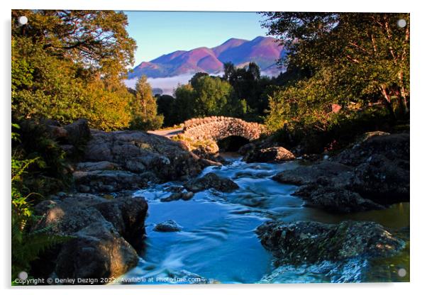 Ashness Bridge on a Misty Autumn Morning Acrylic by Denley Dezign