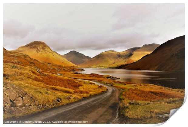 Wastwater, looking to great gable and scafell pike Print by Denley Dezign