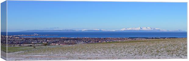 Arran and Troon view in Winter Canvas Print by Allan Durward Photography