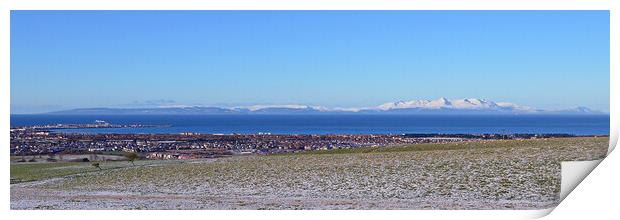 Arran and Troon view in Winter Print by Allan Durward Photography